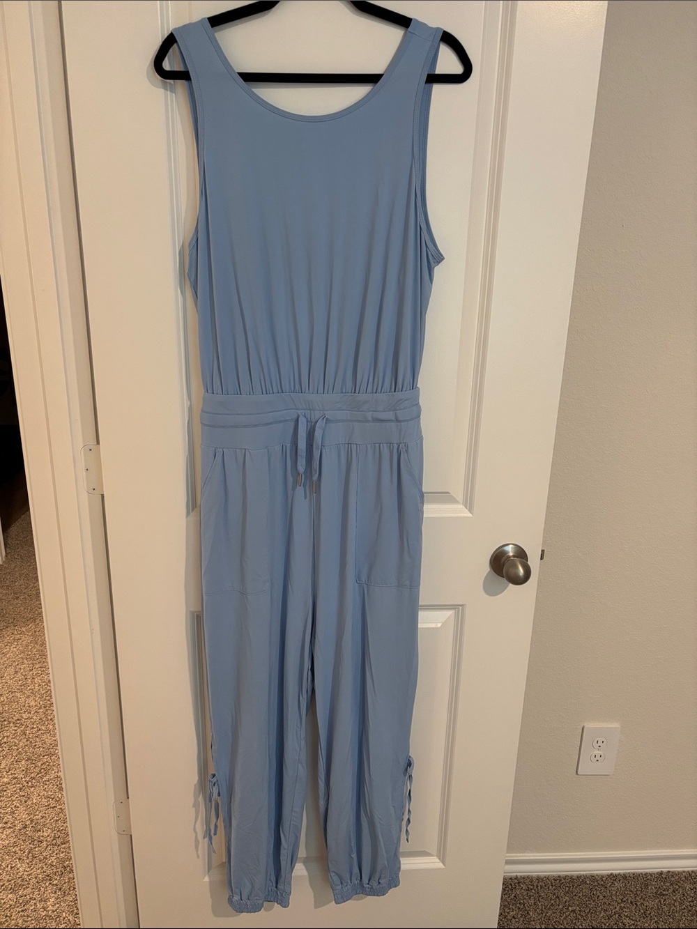 HALARA Light Blue Sleeveless Jumpsuit with Drawstring Waist